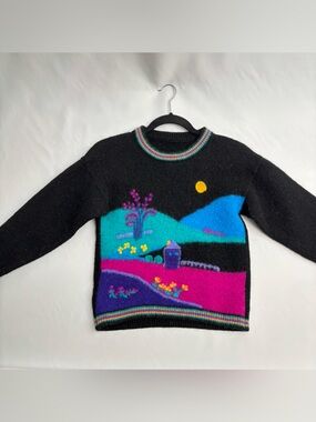 Vintage Tulchan Sweater Womens Sz Small Sheep 100% Wool 90s 3D Knit - Preshrunk